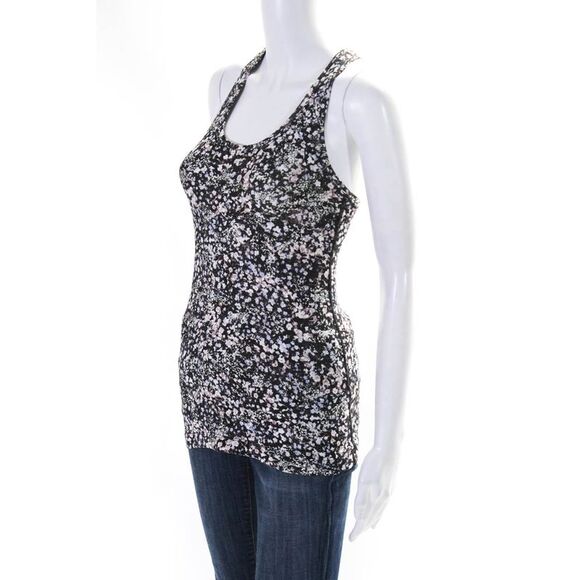 Lululemon Womens Floral Print Racer Back Tank Top Black Multi Colored Size 6 - Picture 2 of 4